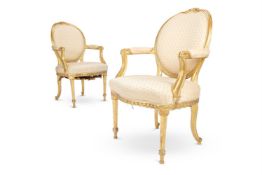 A PAIR OF GILTWOOD ARMCHAIRS, IN THE MANNER OF THOMAS CHIPPENDALE