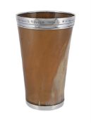 A VICTORIAN SILVER MOUNTED AND HORN BEAKER