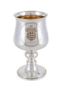 A SILVER COMMEMORATIVE WINE GOBLET