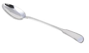 A VICTORIAN SILVER FIDDLE AND THREAD PATTERN BASTING SPOON