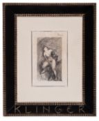 Max Klinger (1857-1920), Weiblicher Akt mit Faun, pen and ink, 1889
