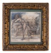 Charles Conder (1868-1909) , Saturn, black chalk, pencil, coloured wash, 1900
