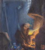 Heinrich Lefler (1863-1919), Berthold Schwarz, or Death Meeting the Alchemist, watercolour and …