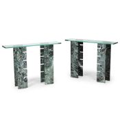 A PAIR OF ITALIAN CONSOLES; SECOND HALF 20TH CENTURY