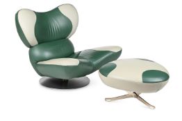 POLTROMEC (ITALIAN), LOUNGE CHAIR AND OTTOMAN, LATE 20TH CENTURY