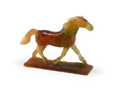 DAUM FRANCE; ART GLASS 'HORSE' SCULPTURE AND TWO 'OCEAN HORSE' VESSELS; CIRCA 2000