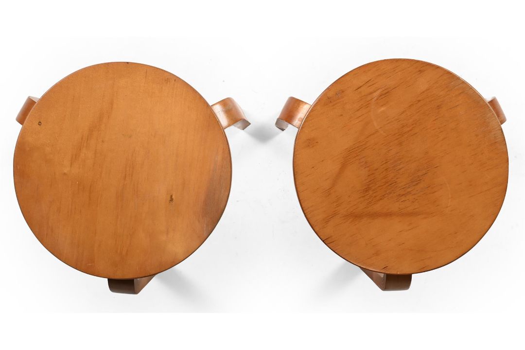 ALVAR AALTO (FINNISH, 1896-1976), A PAIR OF 'MODEL NO. 60' STOOLS; DESIGNED 1932-1933; LATE 1930s - Image 3 of 4