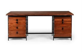 JULES WABBES (BELGIAN, 1919-1974), DOUBLE PEDESTAL DESK; CIRCA 1965