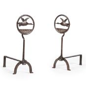 COTSWOLD SCHOOL, A PAIR OF ARTS AND CRAFTS ANDIRONS