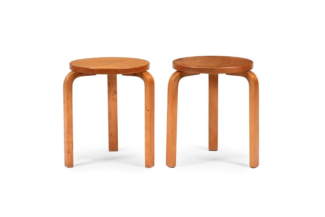 ALVAR AALTO (FINNISH, 1896-1976), A PAIR OF 'MODEL NO. 60' STOOLS; DESIGNED 1932-1933; LATE 1930s - Image 2 of 4