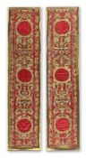 A PAIR OF RENAISSANCE STYLE SILK AND METAL THREAD EMBROIDERED PANELS, LATE 19TH CENTURY