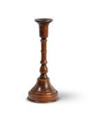 AN UNUSUAL TREEN SYCAMORE CANDLESTICK, 18TH CENTURY