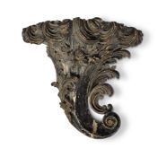 A LARGE CARVED AND PAINTED CORNUCOPIA WALL BRACKET, 18TH CENTURY