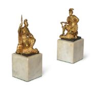 A PAIR OF GILT BRONZE FIGURES OF BRITTANIA AND MARS, LATE 18TH CENTURY