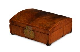 A GEORGE II DOMED TOP WALNUT BOX, MID 18TH CENTURY