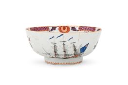 A CHINESE EXPORT FAMILLE ROSE PUNCH BOWL, 18TH CENTURY