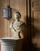 A CARVED MARBLE BUST OF A ROMAN EMPEROR, ENGLISH, 18TH CENTURY