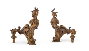 A PAIR OF ORMOLU FIGURAL CHENETS, IN THE MID OR EARLY 18TH CENTURY FRENCH MANNER, 19TH CENTURY
