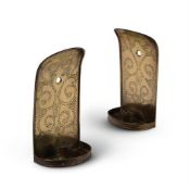 A PAIR OF ENGRAVED BRASS WALL SCONCES, ENGLISH, EARLY 18TH CENTURY