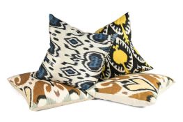 A GROUP OF FOUR IKAT CUSHIONS, MODERN