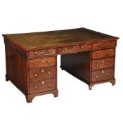A GEORGE II MAHOGANY PARTNER'S PEDESTAL DESK, CIRCA 1750