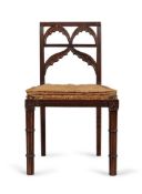 A GEORGE III CARVED MAHOGANY CHAIR, IN STRAWBERRY HILL GOTHIC TASTE, LATE 18TH CENTURY