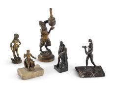 AFTER THE ANTIQUE AND THE RENAISSANCE, FIVE BRONZE FIGURES, 18TH AND 19TH CENTURY