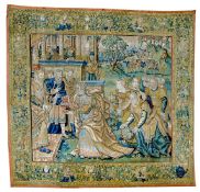A FLEMISH TAPESTRY DEPICTING THE QUEEN OF SHEBA BRINGING GIFTS TO KING SOLOMON, CIRCA 1570