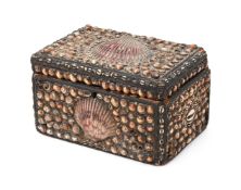 Y AN UNUSUAL GEORGE IV SHELLWORK BOX, DATED 1827