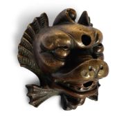 AN ITALIAN BRONZE FOUNTAIN HEAD, 17TH CENTURY