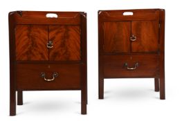 A CLOSELY MATCHED PAIR OF GEORGE III MAHOGANY BEDSIDE CUPBOARDS, CIRCA 1770