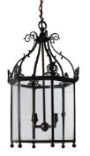 A HEXAGONAL HALL LANTERN, 19TH CENTURY