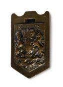 A GEORGE I BRONZE WOOL WEIGHT, EARLY 18TH CENTURY