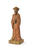 A CARVED AND POLYCHROME STANDING CHINOISERIE FIGURE, EARLY 19TH CENTURY