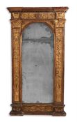 A LARGE CONTINENTAL CARVED GILTWOOD AND GESSO MIRROR, PROBABLY ITALIAN, 18TH CENTURY