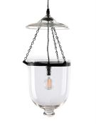 A GLASS HANGING HUNDI LAMP, IN THE MANNER OF JAMB, 20TH CENTURY