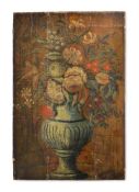 A GEORGE I PAINTED CHIMNEY BOARD, CIRCA 1720