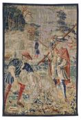 A RENAISSANCE TAPESTRY FRAGMENT DEPICTING 'THE BOAR HUNT' BRUSSELS, LATE 16TH CENTURY