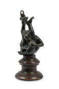 AFTER THE ANTIQUE, A BRONZE FIGURAL OIL LAMP, 17TH OR 18TH CENTURY
