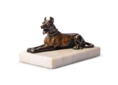 AN ANIMALIER BRONZE OF A DOG, 19TH CENTURY