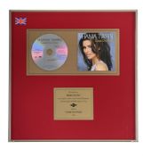 A SHANIA TWAIN FRAMED COMPACT DISK (CD), DATED 1998
