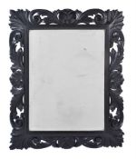 A VICTORIAN DARK OAK CARVED RECTANGULAR WALL MIRROR, LATE 19TH CENTURY