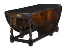 A CHARLES II OAK OVAL GATELEG DINING TABLE, SECOND HALF 17TH CENTURY