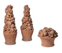 A SET OF TERRACOTTA FRUIT BASKET SCULPTURES, CONTEMPORARY