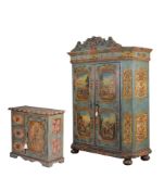 A POLYCHROME PAINTED WARDROBE, IN NORTH ITALIAN STYLE, 20TH CENTURY