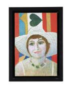 λ EWART JOHNS (BRITISH 1923-2013), BARBARA IN PALE PINK HAT