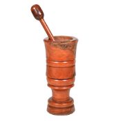 A MONUMENTAL WALNUT MORTAR AND PESTLE, PROBABLY SWISS OR FRENCH, 19TH CENTURY