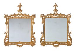 A PAIR OF GILTWOOD WALL MIRRORS IN GEORGE III 'CHIPPENDALE' TASTE, 20TH CENTURY