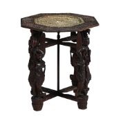 A CARVED BURMESE FOLDING TRAY-TOPPED TABLE, 19TH CENTURY
