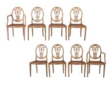 A SET OF EIGHT POLYCHROME PAINTED CHAIRS, ITALIAN